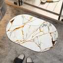 White Marble with Golden, Super Absorbent Quick-Drying Bathroom Mat Rug, Rubber Non-Slip Bottoms, Easy to Clean,Ultra Thin Bathroom Rugs Fit Under Door and Bathtub(1624Inch)