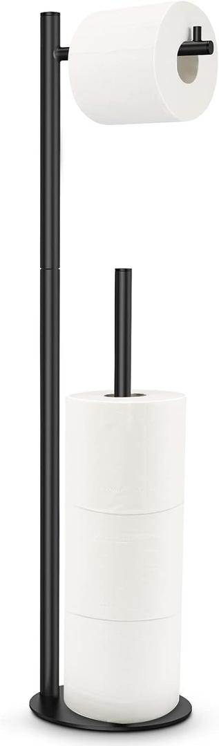 Toilet Paper Holder Stand, Toilet Paper Stand Black, Free Standing Toilet Paper Holder, Toilet Paper with Storage by Bathth