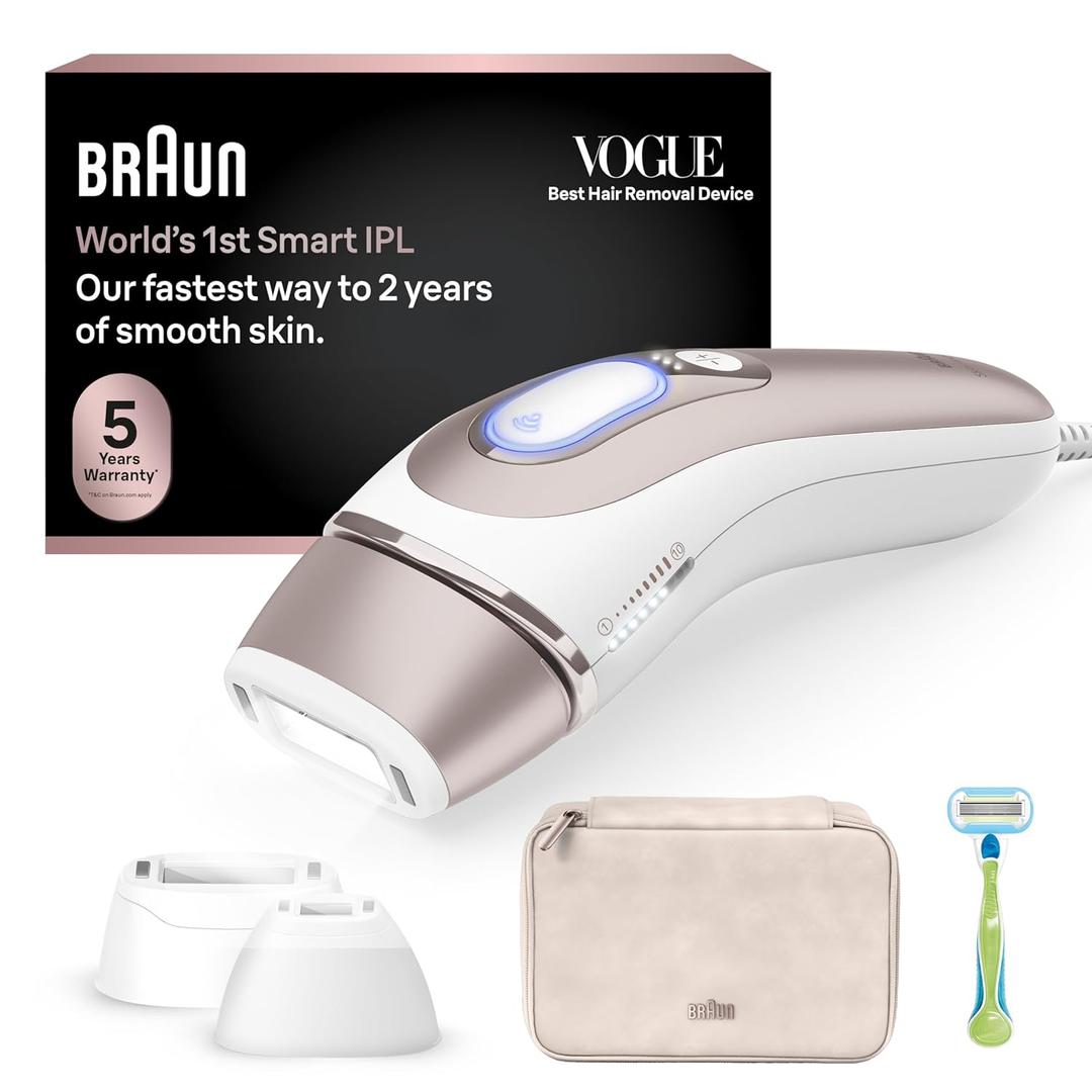 Braun Smart IPL, Skin iExpert Pro 7, VOGUE's Best Hair Removal Device, IPL Hair Removal for Women and Men, Permanent Laser Hair Reduction At-Home, World's 1st Smart App, 3 Heads, IPL7243