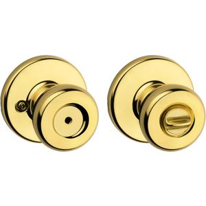 Kwikset Tylo Interior Privacy Door Knob with Lock, Door Handle For Bathroom and Bedroom, Polished Brass Keyless Turn Lock Doorknob, 1 Count (Pack of 1)