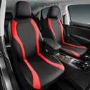 PIC AUTO Leather Car Seat Covers, Premium Automotive Waterproof Front & Rear Full Set Bucket Car Seat Protectors, Black and Red PVC Patchwork, Fits for Cars, Trucks, Van, SUV, Airbag Compatible