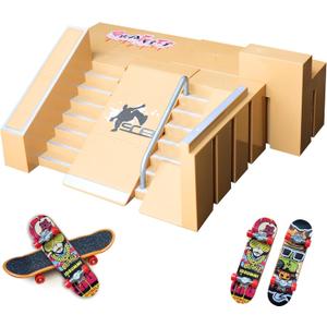 8-in-1 Fingerboard Skate Park Kit with 2 Mini Fingerboards, DIY Finger Skateboard Ramp Set for Kids Ages 5+