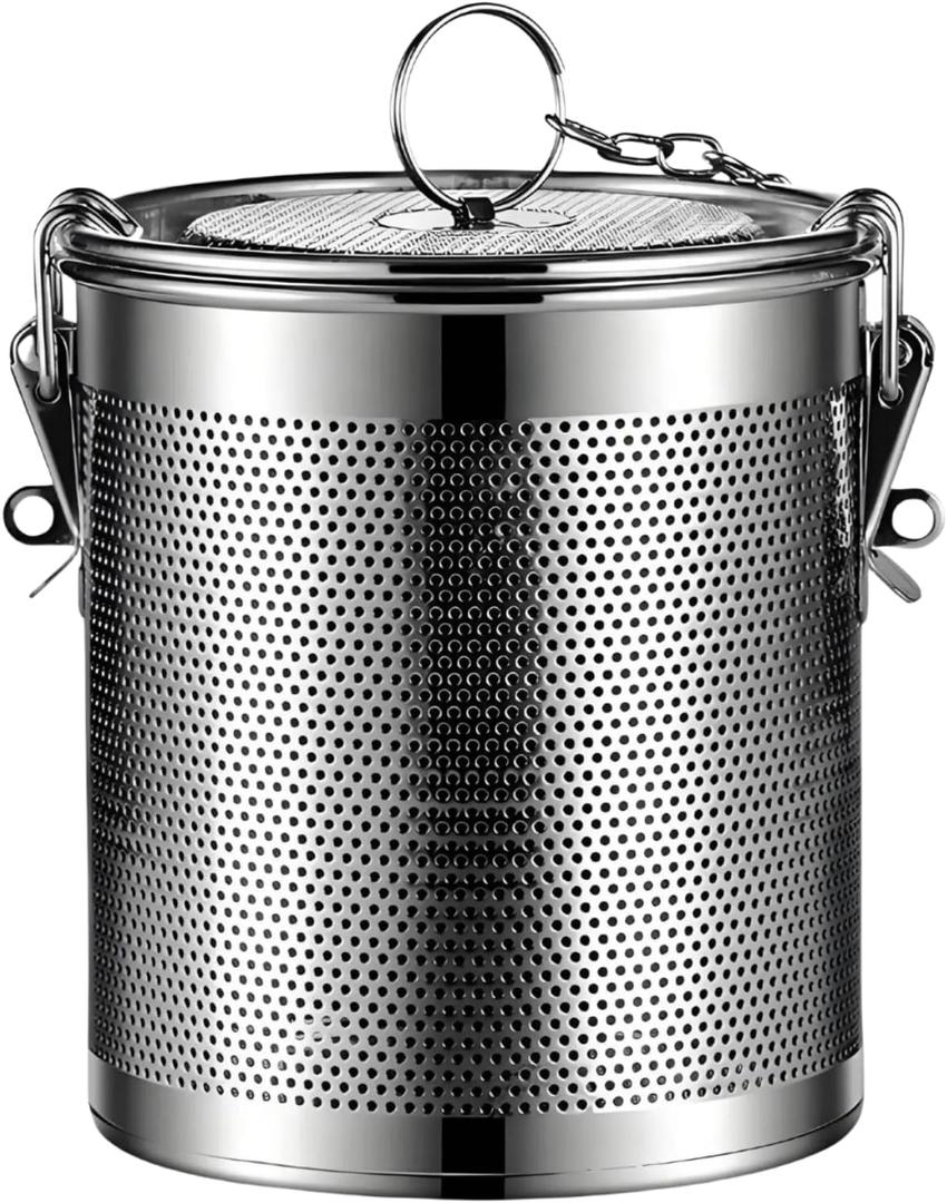 Stainless Steel Tea Ball Strainer Tea Infuser Soup Seasonings Seperation Basket Spice Filter Seasoning Strainer Mesh Filter Extra Fine with Chain Hook-3.2L (16CM*16CM)