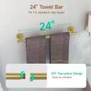 USHOWER Brushed Gold Bathroom Accessories Set, 24-Inch Towel Bar Set Wall Mounted, Durable SUS304 Stainless Steel Bathroom Hardware Set, 4-Piece