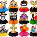 Dia De Los Muertos Decorations,12pcs Day of The Dead Table Decorations Sugar Skulls Honeycomb Centerpieces,Mexican Decor Dancing Ghost Table Centerpieces for Dia De Los Muertos Party Supplies