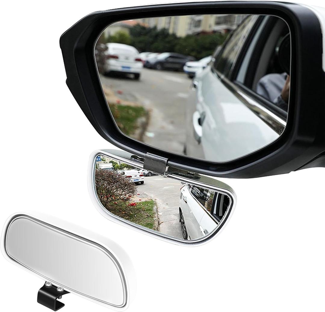 Ziciner Blind Spot Car Mirror, Adjustable 360 Rotation Auxiliary Convex Wide Angle Mirror, Auto Snap-On Clip for Car, Truck, SUV (White)