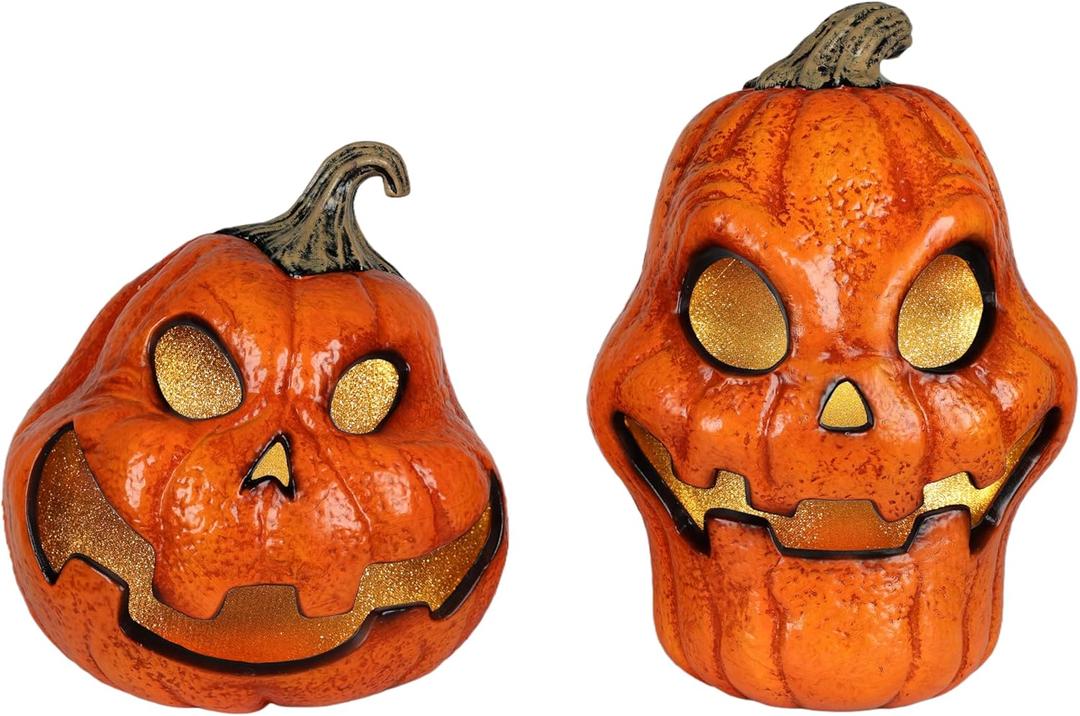 COLLECTIVE HOME - Haunted Talking Pumpkin Pair Halloween Decoration, Motion Activated Sensor with Spooky & Funny Dialogues, Indoor Animated Prop for Home, Party, Haunted House Decor COLLECTIVE HOME - Haunted Talking Pumpkin Pair Halloween Decoration, Motion Activated Sensor with Spooky & Funny Dialogues, Indoor Animated Prop for Home, Party, Haunted House Decor