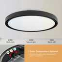 24 Inch Led Ceiling Light Flush Mount, 50W, 5480LM, 3000K/4000K/6000K CCT Selectable Super Slim Black LED Ceiling Light, Close to Ceiling Round Flat Panel Light for Hallway, Bedroom, Kitchen, ect
