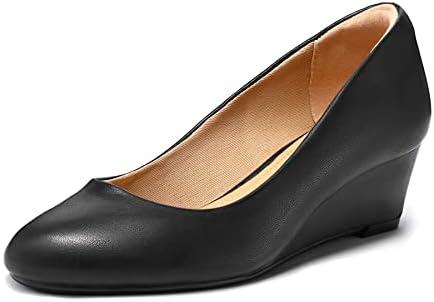 mysoft Women's Wedge Pumps Low Heel Closed Toe 2in Dress Shoes (Size 8)