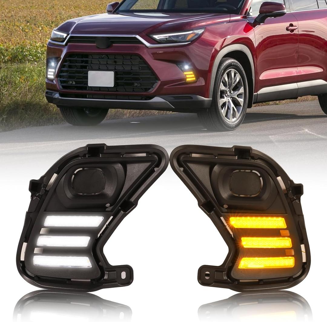 Vehicle Led Turn Signal Fog Lights Daytime running Lights Fit For 2024 2025 2026 Toyota Grand Highlander LE XLE SE Limited fog Lights assmbly (2024+Grand-Highlander-Drl)