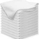 USANOOKS Microfiber Cleaning Cloth - White - 12Pcs (12.5x12.5 inch) High Performance - 1200 Washes, Ultra Absorbent Car Towel Traps Grime & Liquid for Streak-Free Mirror Shine - Car Washing Cloth
