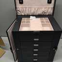 ProCase Large Jewelry Organizer Box for Women, 6 Layers Storage Display Holder Case with Drawers and Dividers for Earrings Necklaces Rings Bracelets, Mother's Day Gift -Black