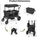 Wagon for Kids, 2-Seater Stroller Wagon with Removable Canopy, All Terrain Tires, Foldable, Adjustable Push & Pull Handle, Storage Bag, Black