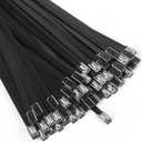 Stainless Steel Zip Ties, 19.8" Black Self-Locking Cable Ties, 40pcs Heavy Duty