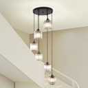 Long Chandelier for High Ceilings Modern Crystal Long Pendant Light Raindrop Drop Lamp Hanging Flush Mount Chandelier Ceiling Light for Staircase Foyer Living Room Entryway 6 Lights, Medium