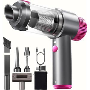 DRFLASH 6-in-1 Handheld Cordless Car Vacuum Cleaner, 16000PA Portable Mini Vacuum Cleaners with LED Light & Fast Type-C Charging, Multi-Nozzles for Home, Outdoor,Pets, Office Use