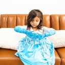 Little Adventures Elbow Length Child Princess Gloves - Machine Washable Costume Accessory (Blue)