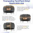12FT Trampoline Round Tent(Tent ONLY) Fits 12FT Frame 8 Curved Poles with LED Lights, Trampoline Tent Cover Oxford Cloth Trampoline Sunshade Tear-Resistant, Rainproof, Outdoor Camping Suitable - Black