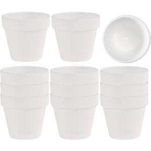 12 PCS Small Mini White Clay Pots with Drainage Holes, 2.5inch Terra Cotta Pot Clay Ceramic Pottery Planter,Succulent Nursery Pot/Cactus Plant Pot,for Indoor/Outdoor Plants,Crafts,Wedding Favor