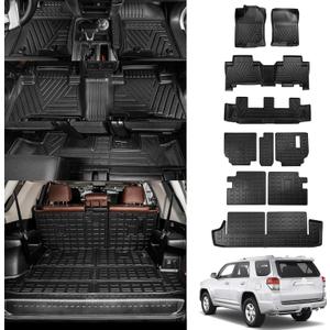 Floor Mats Compatible with 2013-2024 Toyota 4 Runner 7 Seat Cargo Mat Liner Back Seat Cover Protector 2023 4Runner Accessories (Fit 7 Seat, Floor Mats+Trunk Mat+2nd & 3rd Row Backrest Mats)