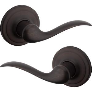 Kwikset Tustin Interior Passage Door Handle, Lever For Closet and Hallway Doors, Reversible Non-Locking Handle Lever, Venetian Bronze, with Microban Protection