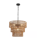 20 in. 3-Tier Light Fixtures 5-Light Boho Hand-Woven Rattan Chandelier