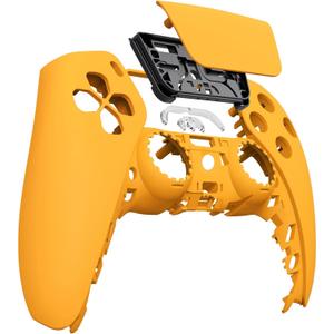 eXtremeRate Caution Yellow Soft Touch Touchpad Front Top Shell Compatible with p s 5 Controller BDM-010 020 030 040 050, DIY Replacement Shell Custom Touch Pad Cover Compatible with p s 5 Controller