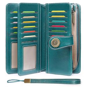 SENDEFN Wallets for Women Leather Credit Card Holder with RFID Blocking Large Capacity Wristlet
