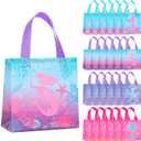 Selivaia 24 PCS Mermaid Gift Party Favor Bags with Handle Non Woven Goodie Bags Birthday Favor for Birthday Baby Shower Packaging Supplies Party Decoration