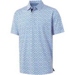 M MAELREG Mens Golf Shirt Short Sleeve Dry Fit Print Moisture Wicking Performance Patterns Collared Polo Shirt (Blue)