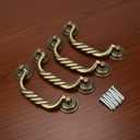 4.5'' C-C Center Drawer Pulls, 4 Pack Antique Bronze Bail Drop Swing Handles for Dresser Cabinet Knob, Vintage Style Brass Handle 114 mm (4.5 Inch) Center to Center Furniture Pulls