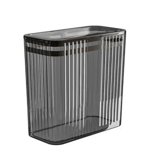 Transparent Can, Bathroom Cans with Lids, 3.5 Gallon Garbage Can for Bedroom, Office, Plastic Slim Waste Basket with Press Top Lid, 15L Clear Bin for Home, Kitchen (Gray) (Black)