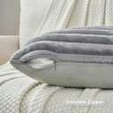 FUTEI Pack of 2 Solid Faux Fur Plush Throw Pillow Covers 20x20 Inch Soft Fluffy Striped Decorative Cushion Cases Modern Farmhouse Accent for Couch Bed Living Room, Grey
