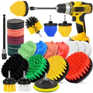 30Pcs Drill Brush Attachment Set,Drill Scrubber Brush Kit Include Scrub Pads, Sponge, Extend Attachment, Drill Cleaning Brush Attachment Set for Bathroom, Tub, Tile, Corner, Floor, Grout, Boat
