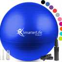 SmarterLife Exercise Ball Yoga Ball for Fitness, Balance, Stability, or Pregnancy, Gym Ball for Core Workout, Physical Therapy, Yoga Ball Chair for Office, Anti-Slip Anti-Burst (65 cm, Blue)