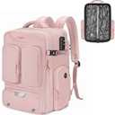 Taygeer Vacuum Backpack, Expandable Vacuum Seal Carry on Backpack with Rain Cover, 17'' laptop Compression Backpacks Travel with Shoe Compartment, TSA Approved Personal Item Compression Back Pack,Pink