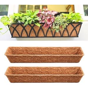 LaLaGreen 30" (2 Pack, Rectangular) Coco Liners for Window Box & Wall Mount Pots–Large Coir Replacement for Trough Planter, Flower Pot, Garden Outdoor Use– Also Shapes