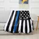 Thin Blue Line Police Blanket Fleece Throw Blankets 40'' x 50'', Lightweight Super Soft Micrifiber Honor Law Enforcement USA Vintage Warm Plush Cozy Luxury Bed Blankets All Season for Couch/Sofa/Gift