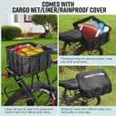RAYMACE Bike Basket Rear, Bamboo Base Bicycle Basket with Rainproof Cover, Liner & Cargo Net, Large Capacity Rear Bike Rack Baskets Fits Most Bikes & E-Bike
