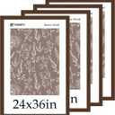 24x36 Poster Frame - 4 Pack, Brown Wood Picture Frame, Suitable for Photos, Puzzles, Paintings & Maps, Wall Hanging