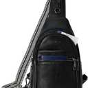 8L Crossbody Sling Bag Fanny Pack For Women Men Backpack Travel Shoulder Bags Purse Handbag PU Leather Black