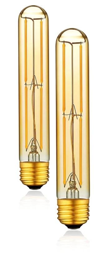 HuNanAoTe si T10 Dimmable LED Tubular Bulb, Amber Long Tube Edison Light Retro Bulb, 6W, 60W Equivalent, Warm White 2700K, E26 Medium Base, Pendant Lighting Wall Sconces,Vanity 2 Pack
