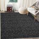 RUGSREAL 8x10 Washable Rug for Living Room Non-Slip Modern Abstract Area Rug Stain Resistant Large Bedroom Rug Contemporary Accent Throw Floor Carpet Solid Rug for Dining Room Home Decor, Black