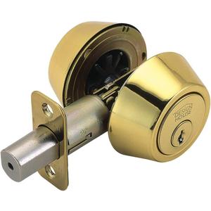 Design House Double Cylinder Deadbolt Lock, Polished Brass Front Door Lock, Fits 2-3/4" & 2-3/8" Backsets, for 1-3/8"1-3/4" Doors, ANSI Grade 3, 782771