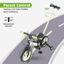 JMMD 6 in 1 Toddler Bike with Push Handle for Kids 18-60 Months, 12" Foldable Balance Bike with Training Wheels, Pedals, Brakes, Kickstand, Push Tricycle Toddler Gift & Toys for Boy & Girl