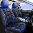 BGYFDU03 Seat Cover 5-Seater Full Set, Universal Type, Suitable for Most Cars Pickup Ttrucks Airbags Compatible with Synthetic Leather Car Seat Cushion Protectors (Black-Bule)