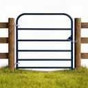 Blue 6 Bar Utility Tube Gate 4 ft (W) x 50 in (H), Heavy-Duty Steel Farm Gate with Chain Latch, Animal-Safe Utility Livestock Gate for Horse, Cattle