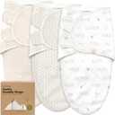 3-Pack Organic Baby Swaddle Sleep Sacks - Swaddles for Newborns, Infant 0-3 Months, Baby Girls, Boys, Soft & Snug Newborn Sleep Sack, Nursery Swaddling Blankets (Bumbly, OS)