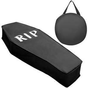 JOYIN 63” Halloween Coffin Pop Up Decorations Outdoor Indoor Life Size Casket with Lid, Collapsible Fake Scary Haunted House Graveyard Lawn Garden Cemetery Decor Party Supplies Prop