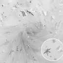 Sheer Fabric, Snowflake Silver Foil Organza Fabric, Snowflake Tablecloth Birthday Party Supplies Party Decorations, Christmas Tree Skirt Christmas Decorations Clearance (59" x 118", White)